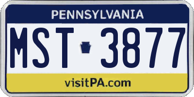 PA license plate MST3877