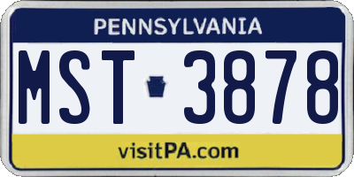 PA license plate MST3878