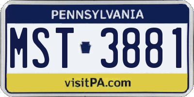 PA license plate MST3881
