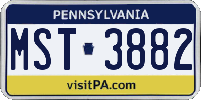 PA license plate MST3882
