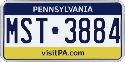 PA license plate MST3884