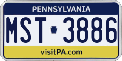 PA license plate MST3886