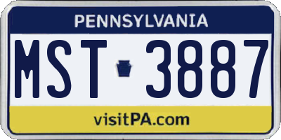 PA license plate MST3887
