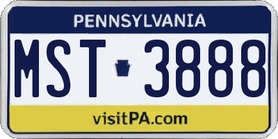 PA license plate MST3888