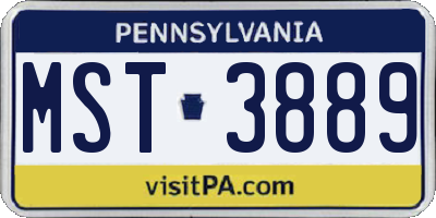 PA license plate MST3889