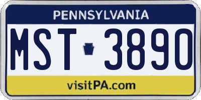 PA license plate MST3890