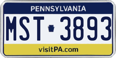PA license plate MST3893