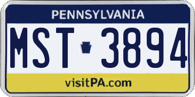PA license plate MST3894