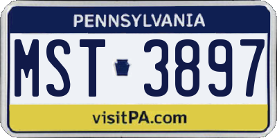 PA license plate MST3897