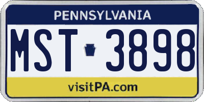 PA license plate MST3898