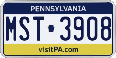 PA license plate MST3908