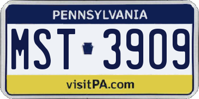 PA license plate MST3909