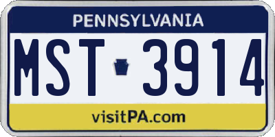 PA license plate MST3914