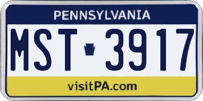 PA license plate MST3917