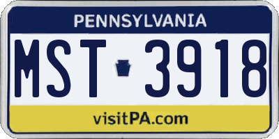 PA license plate MST3918