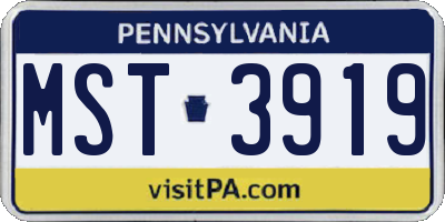 PA license plate MST3919