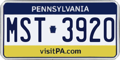 PA license plate MST3920