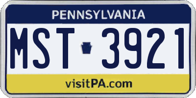 PA license plate MST3921
