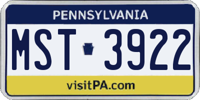 PA license plate MST3922