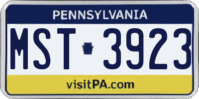 PA license plate MST3923