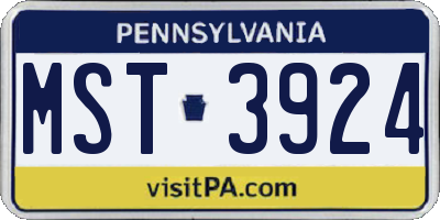 PA license plate MST3924