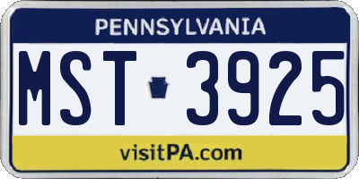 PA license plate MST3925