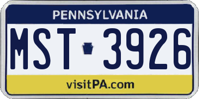 PA license plate MST3926