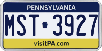 PA license plate MST3927