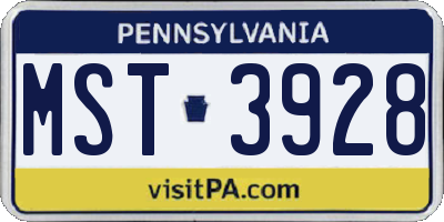 PA license plate MST3928
