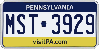 PA license plate MST3929