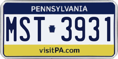 PA license plate MST3931