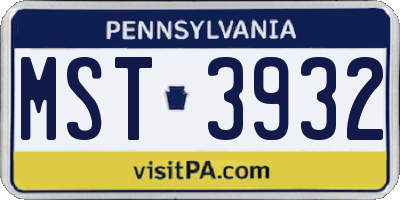 PA license plate MST3932