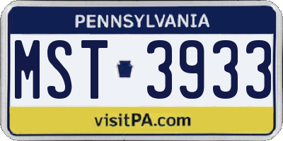 PA license plate MST3933