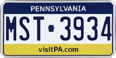PA license plate MST3934