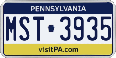 PA license plate MST3935