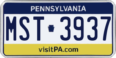 PA license plate MST3937