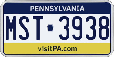 PA license plate MST3938