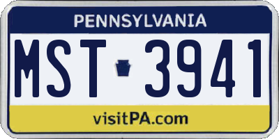 PA license plate MST3941