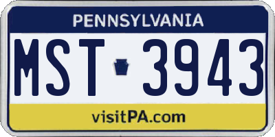 PA license plate MST3943