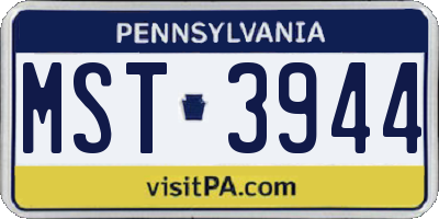 PA license plate MST3944