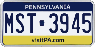 PA license plate MST3945