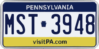 PA license plate MST3948
