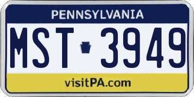 PA license plate MST3949