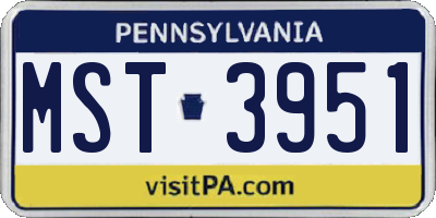 PA license plate MST3951