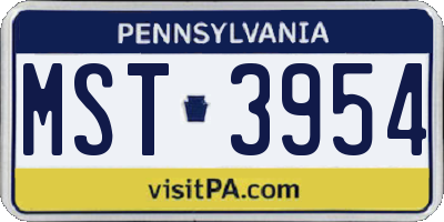 PA license plate MST3954