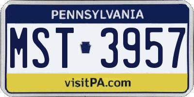 PA license plate MST3957