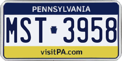 PA license plate MST3958