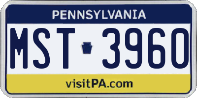 PA license plate MST3960