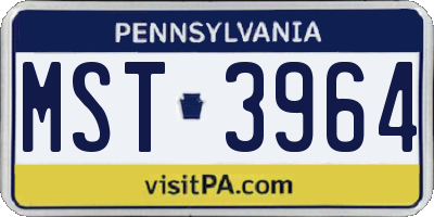 PA license plate MST3964