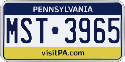 PA license plate MST3965